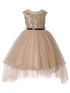 Big Girls Multi Color Sequin Tulle Belt High-Low Junior Bridesmaid Dress 2-12 - SophiasStyle.com